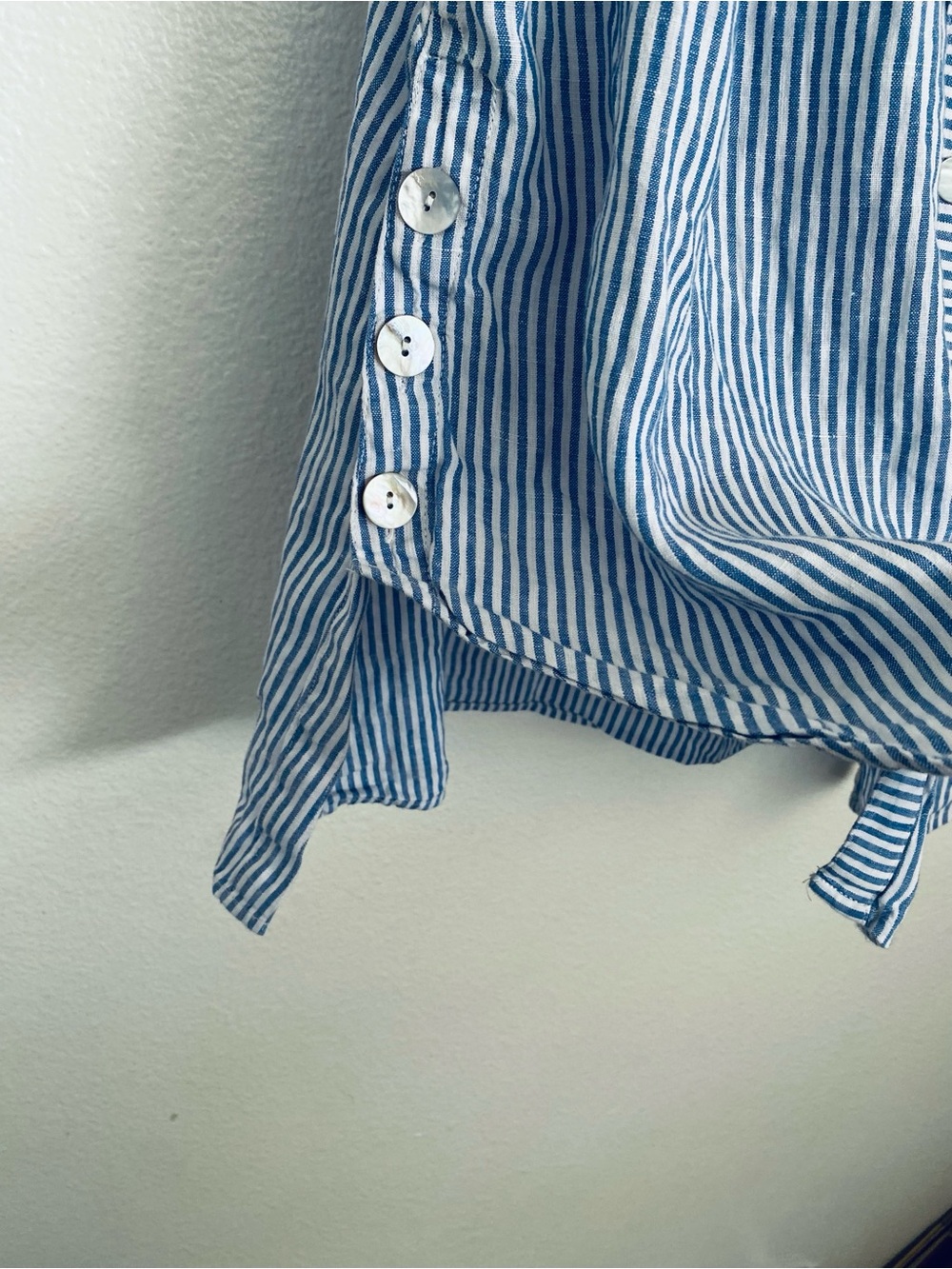 J. Jill Blue White Striped Linen Sleeveless Button Front Top Size 1X - Picture 7 of 13